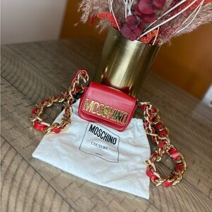 Moschino Red Mini Bag with Gold Accents